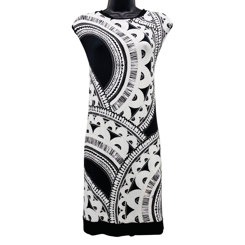 NWT Trina Turk Zinnia Dress XXL Black White Graphic Print Shift 2405312PJ1